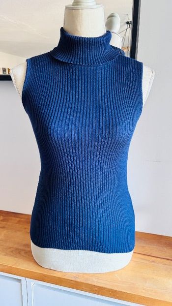 💕 débardeur côtelé col roulé bleu marine taille 36 S #kookai