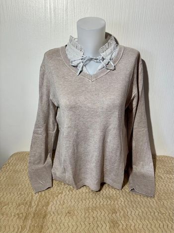 🤍 Pull col V avec chemise intégrée TEX - Taille L