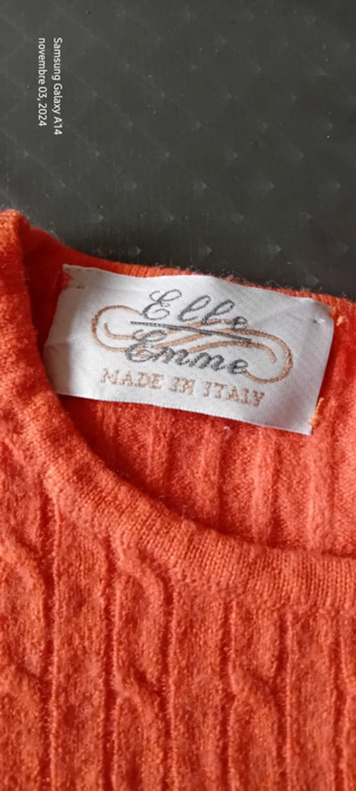 Pull court maille torsadée corail femme S Emme elle made in Italia - photo numéro 19