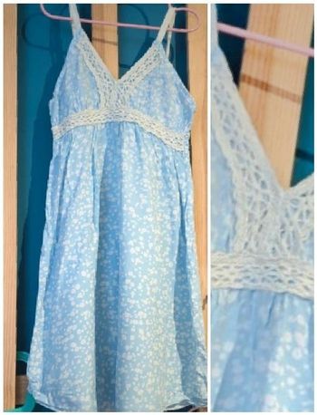 5 ans sergent major robe  été bleu ciel a pois blanc /Excellent état