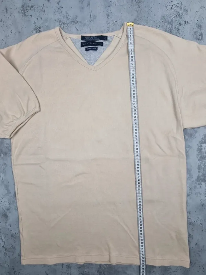 Pull col V manches courtes Tommy Hilfiger beige – Taille XL Homme - photo numéro 9