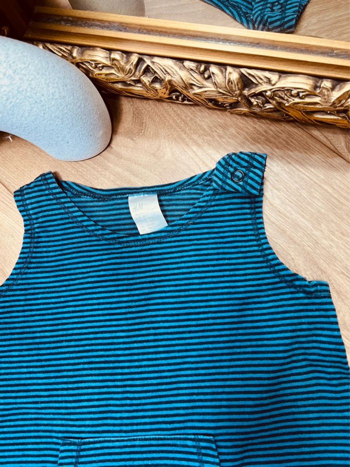 Taille 12-18 mois salopette d’été garçon H&M bleue * rayures * 💙 - photo numéro 3
