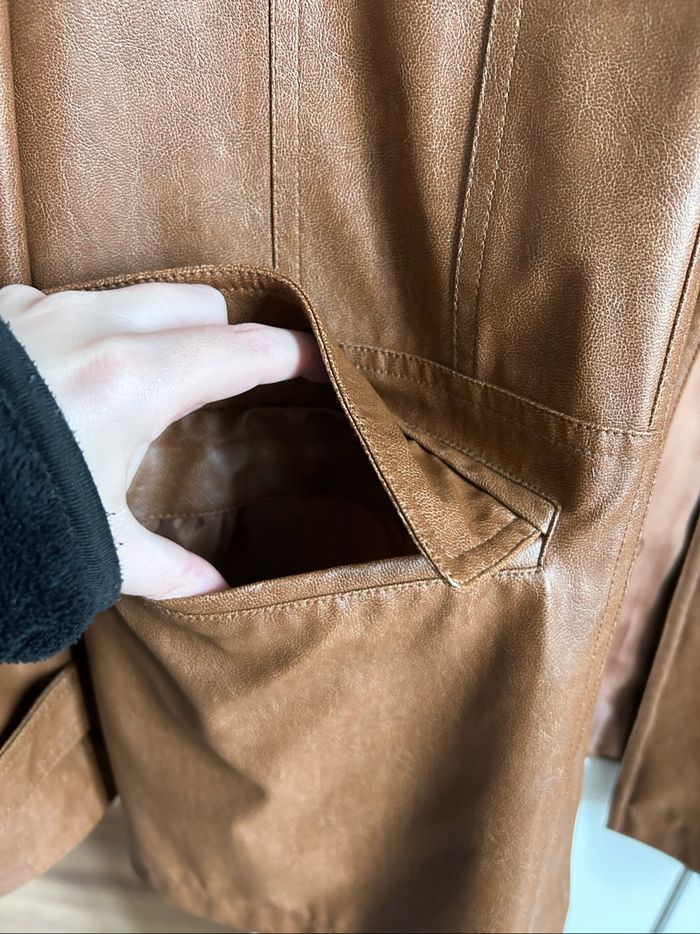 Veste en similicuir marron unie Homme C&A Tailles XL-XXL - photo numéro 2