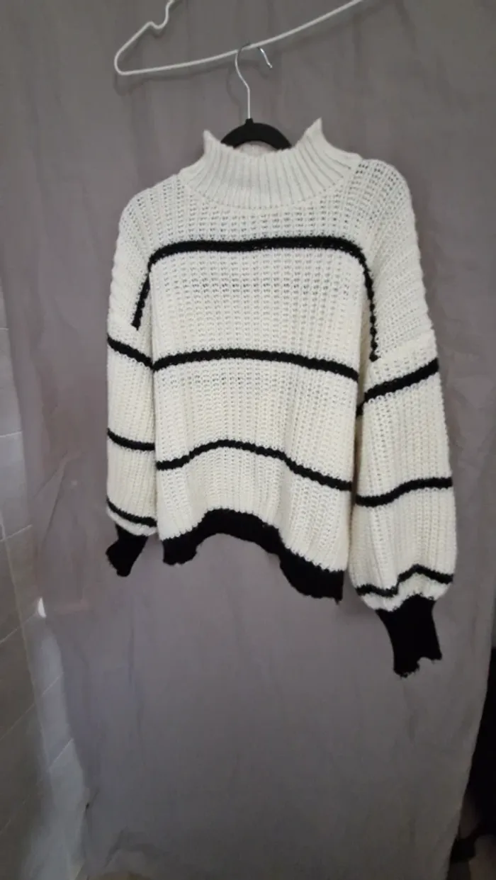 Pull blanc et noir femme 38 - photo numéro 2