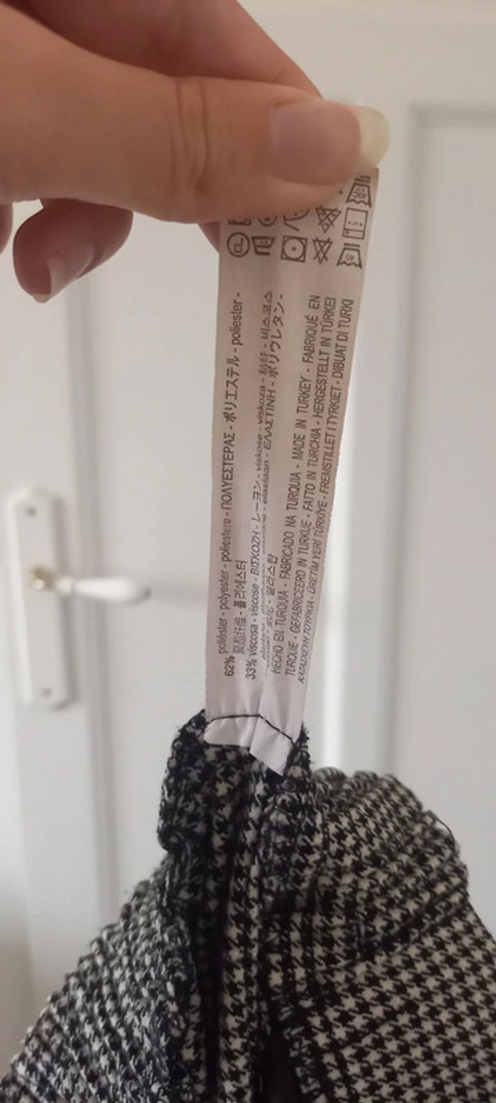 Pantalon droit motif pied de poule noir et blanc bershka 38 - photo numéro 6