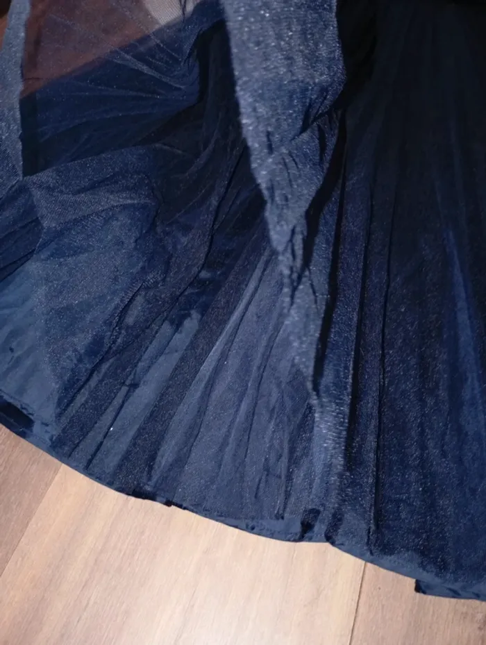 Jacadi 💖 robe longue en velours marine et jupon en tulle paillettes - photo numéro 7