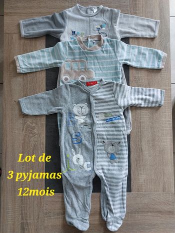 Lot de 3 pyjamas 1 pièce 👦 12mois