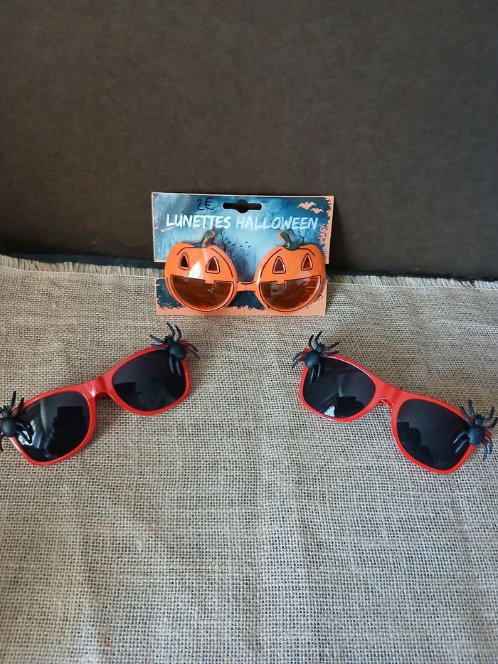 Lot de 3 paire de lunettes d’halloween citrouille araignée