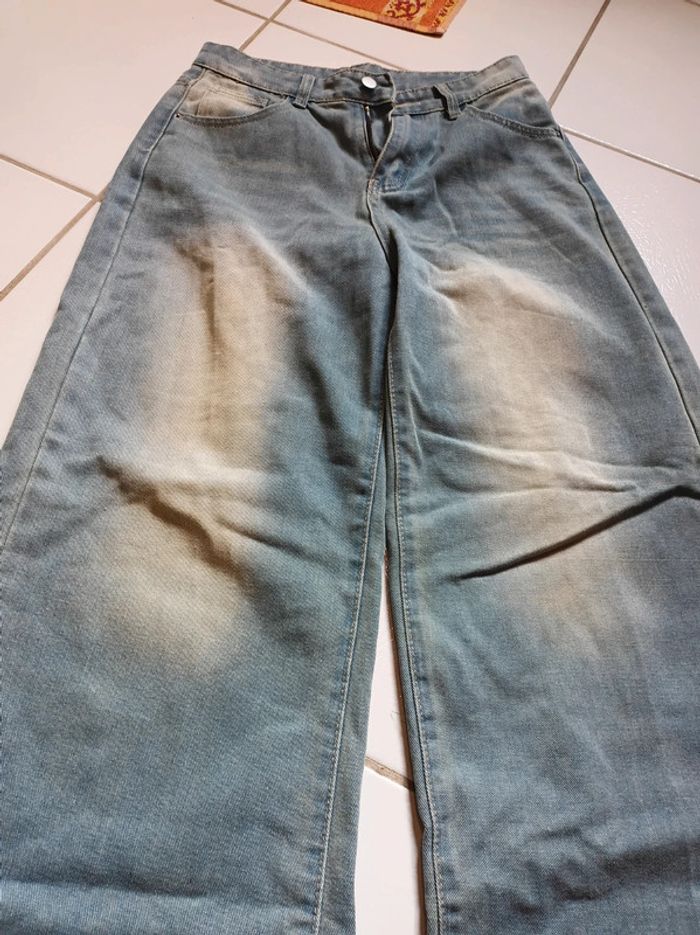 Simili Jeans femme bleu clair jambes larges Dazy - photo numéro 11