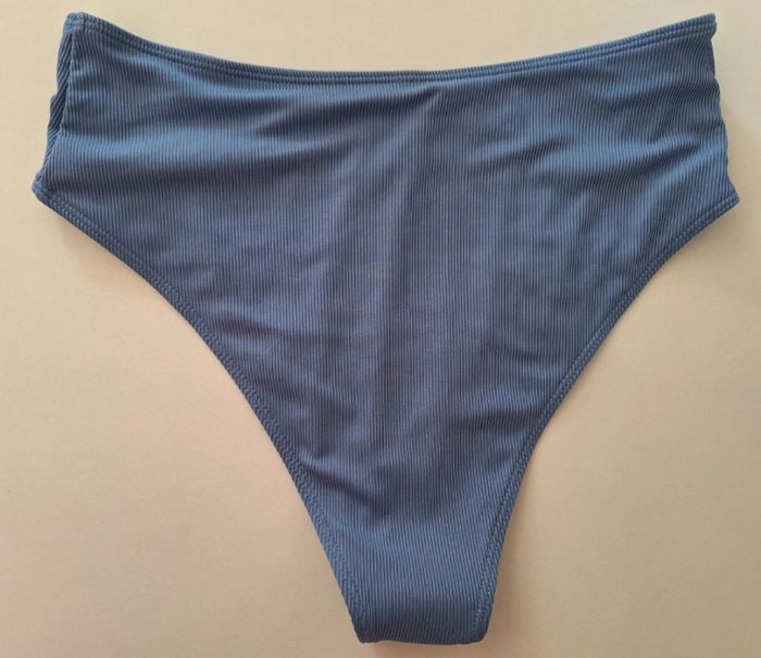 Culotte haute de maillot de bain bleu uni - photo numéro 3