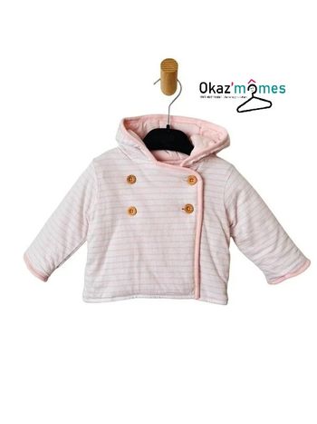 Veste à capuche rayée rose et blanc - Cadet Rousselle 3 mois