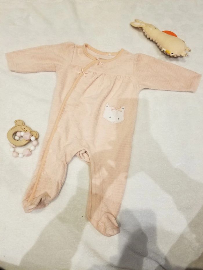 Pyjama renard en velours rose