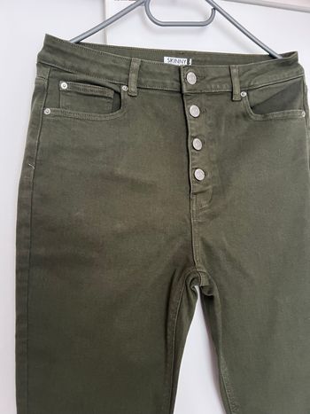 Pantalon skinny taille haute kaki Kiabi