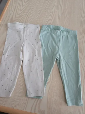 2 leggings fille 12 mois