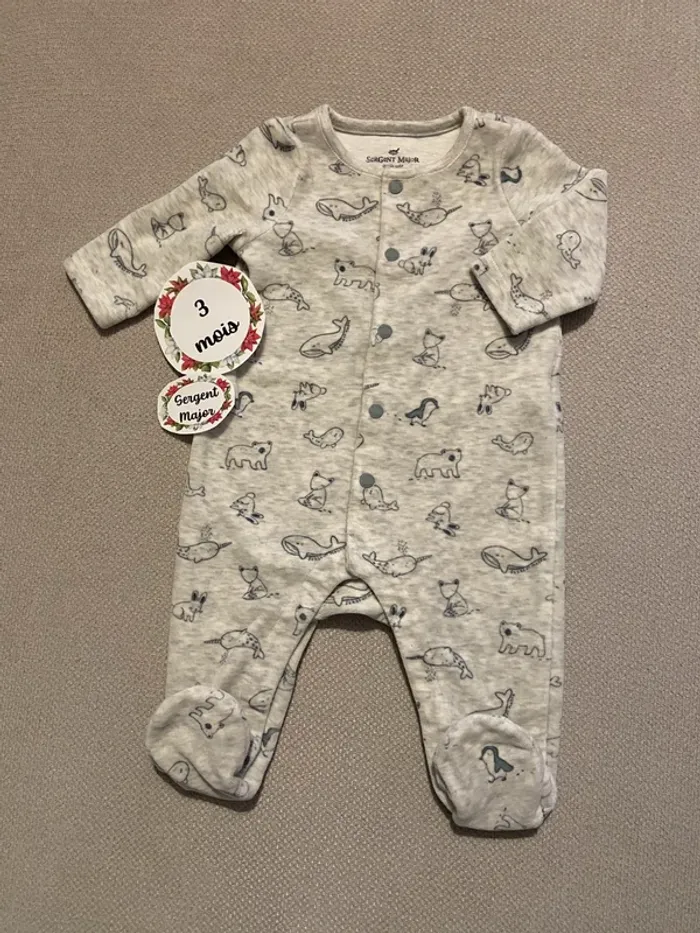 Pyjama chaud velours sergent major 3 mois