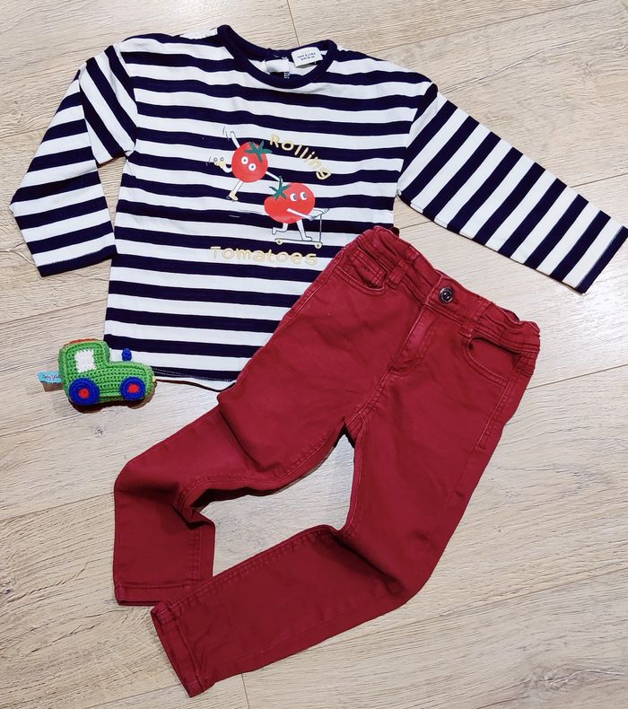Ensemble jean slim et tee shirt marinière Tape à l'oeil Taille Taille 24-36 mois - photo numéro 1