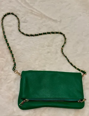 Sac bandoulière vert et doré