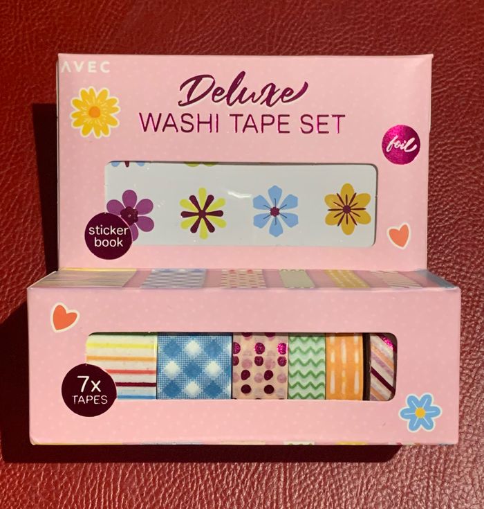 Set 7 washi tape + 1 petit bloc stickers