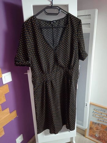 Robe légère printemps été étam noire et orange taille 38