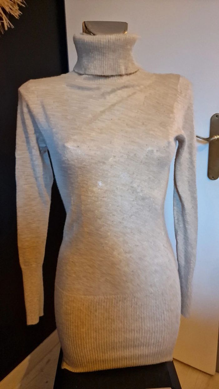 Robe Pull colle roulé marron clair - photo numéro 3