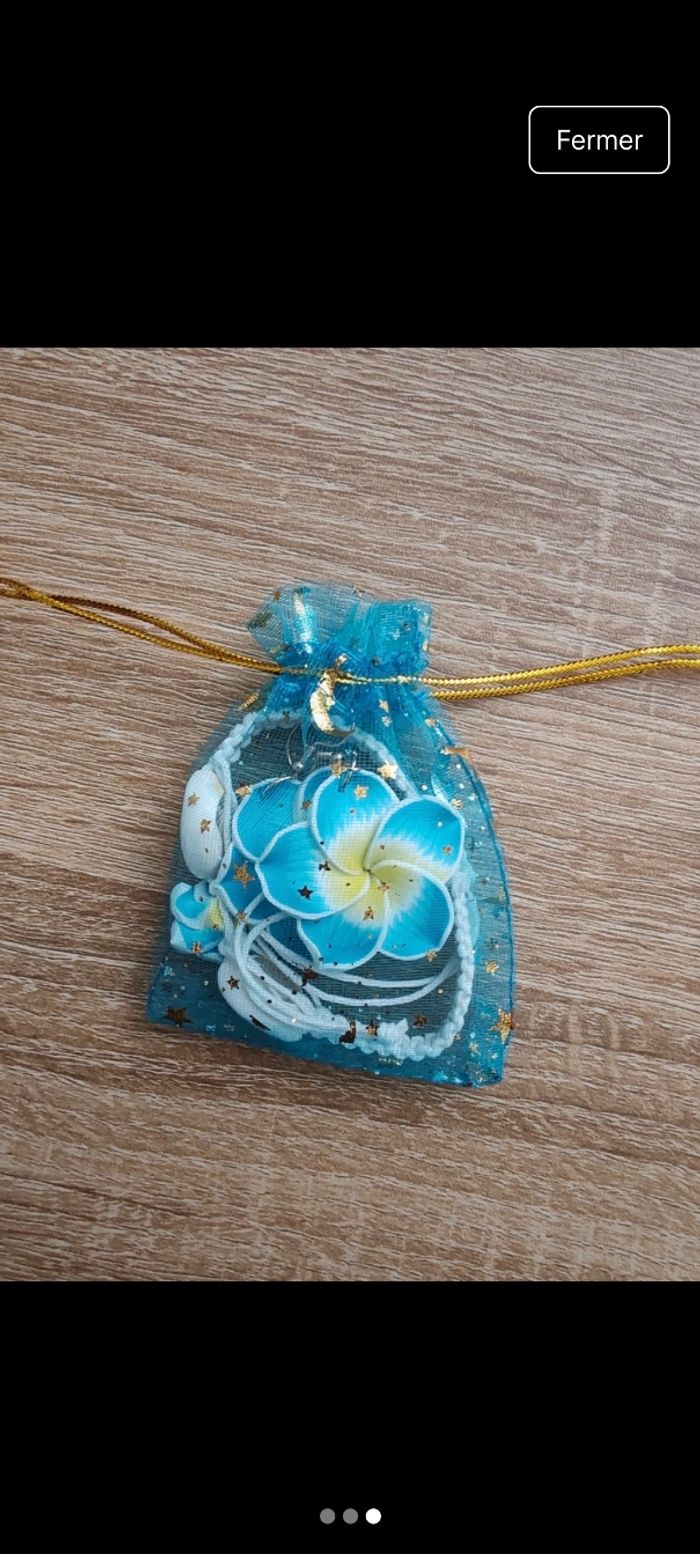 Bracelet plus boucles d'oreilles fleurs - photo numéro 3
