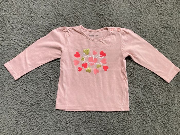 Teeshirt ML rose 24 mois