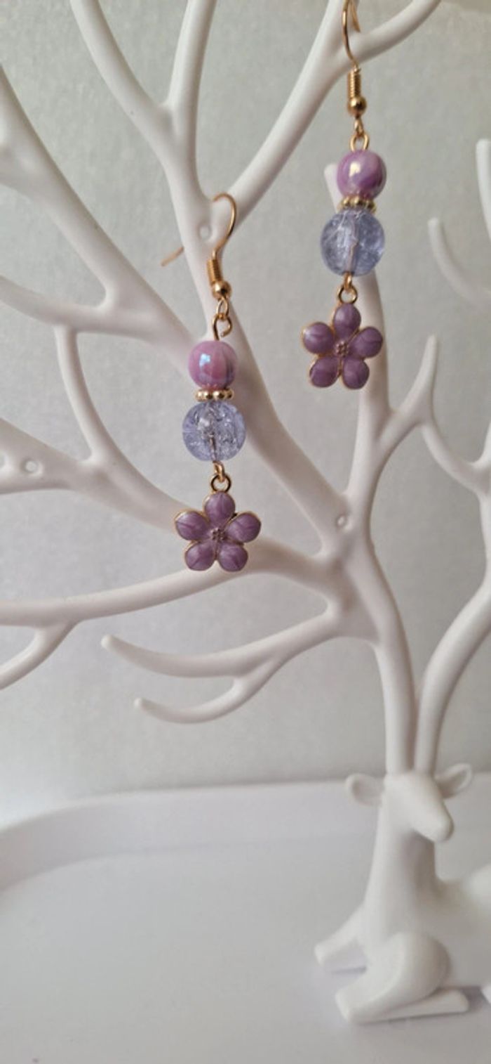 Boucles d'oreilles fleur - photo numéro 2