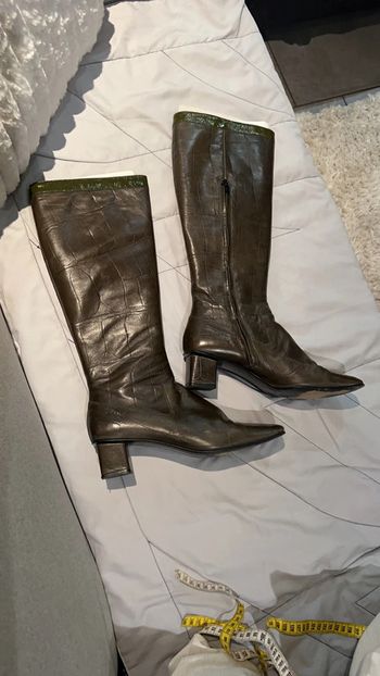 Bottes hautes cuir kaki