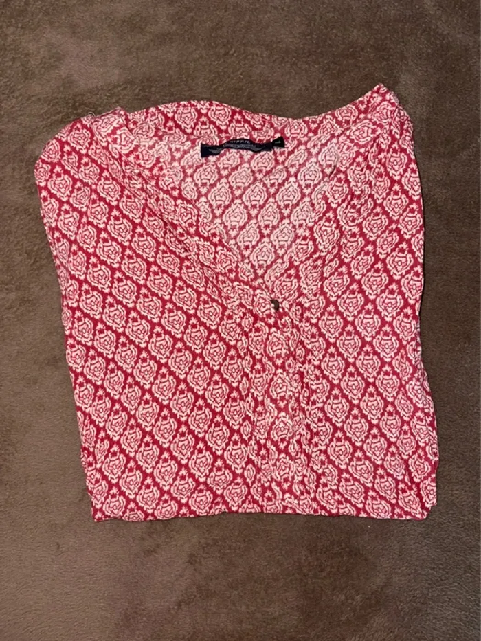 Blouse chemise femme rouge taille L it Hippie en très bon état - photo numéro 4