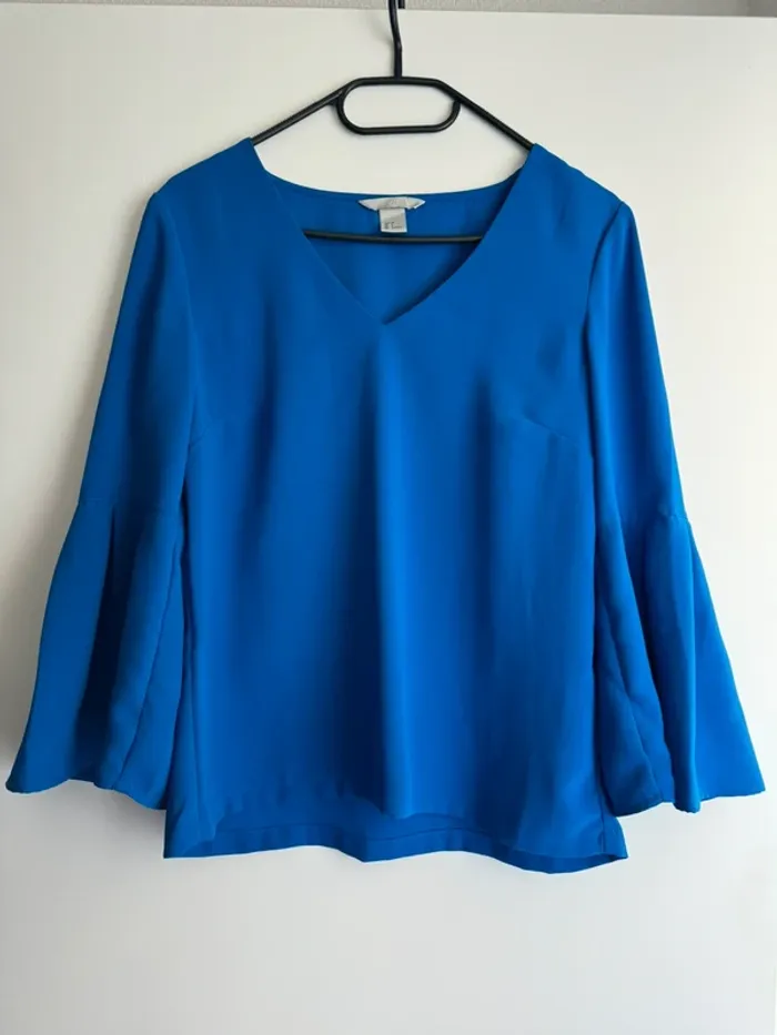 Blouse manches 3/4 H&M bleue - photo numéro 5