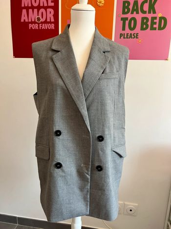 Veste Grise Sans Manches Bershka taille L