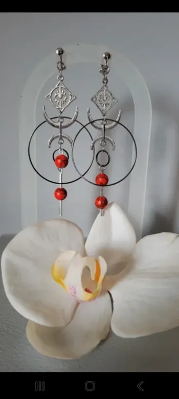 Clips acier silver et turquoise rouge