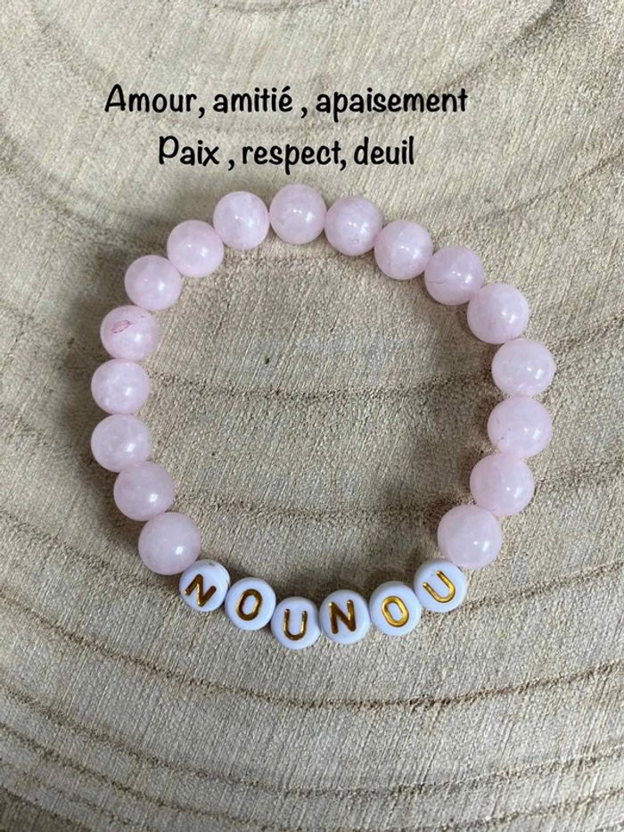 Bracelet « nounou » quartz rose 18 cm , lithothérapie