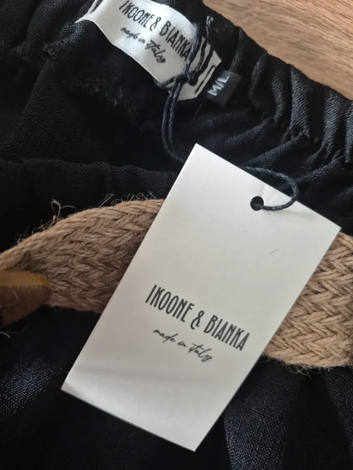Pantalon Palazzo Noir avec Ceinture et Poches Femme Taille M/L - photo numéro 3