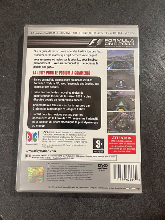 Jeux vidéos PS2 Formula One 2003 Officially Licensed Product - photo numéro 2