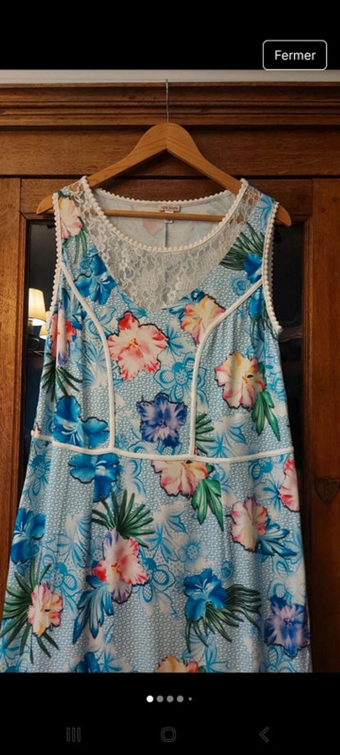 Jolie Robe bleu multicolor Alba Moda fr 46 - photo numéro 2