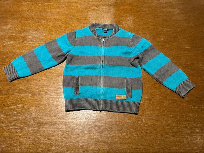 Gilet zippé bleu et marron