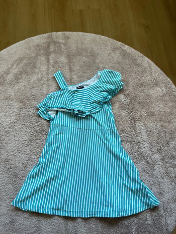 Robe rayée 4 ans asymétrique volant