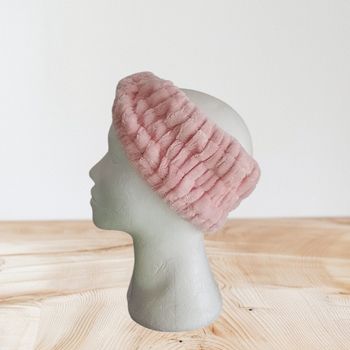 Bandeau pour maquillage rose en velours 10 cm TU