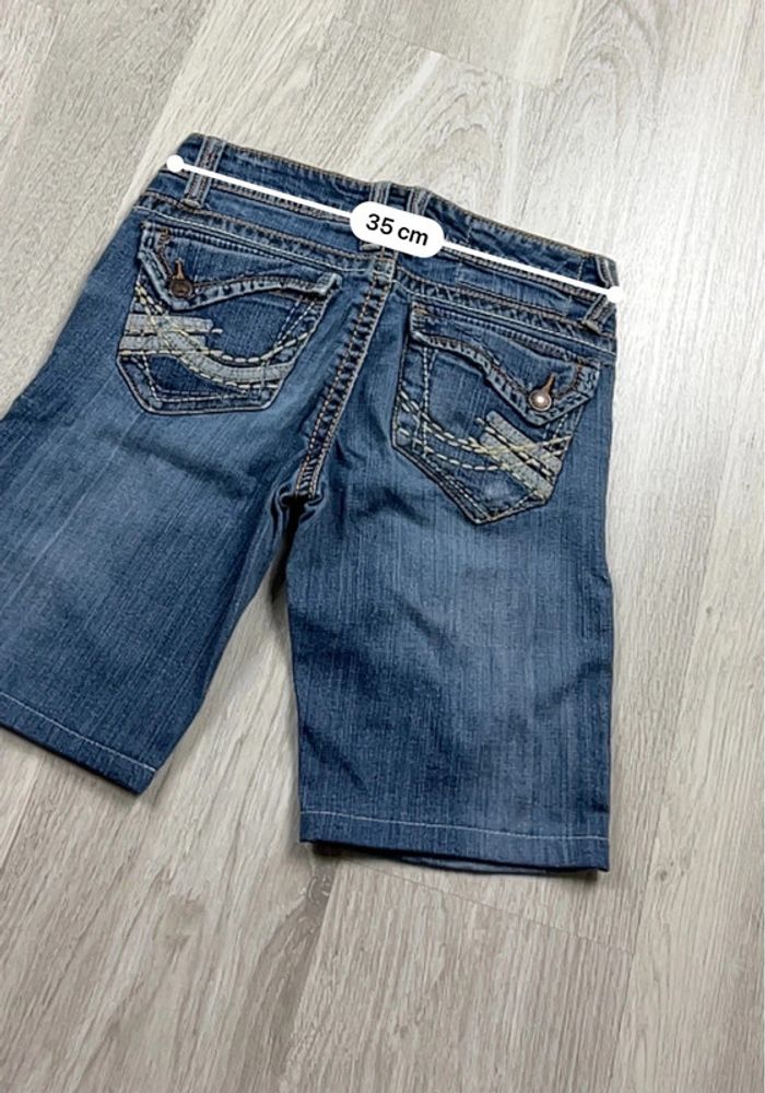 Short en jean vintage femme S – bleu avec poches brodées - photo numéro 5