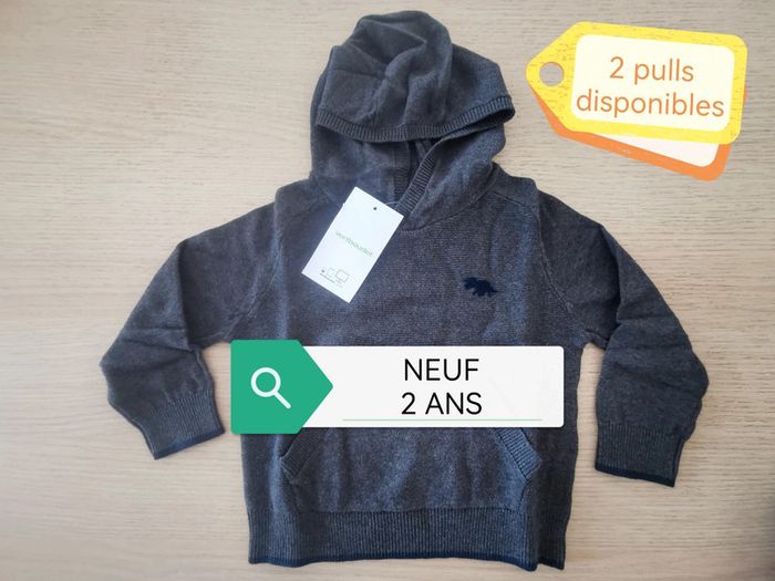 Pull vertbaudet gris garçon neuf 2 ans