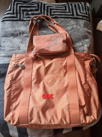 Ensemble Sac + Pochette kipling rose