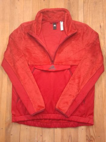 Polaire adidas bi matière quart de zip rouge femme - taille S (107)
