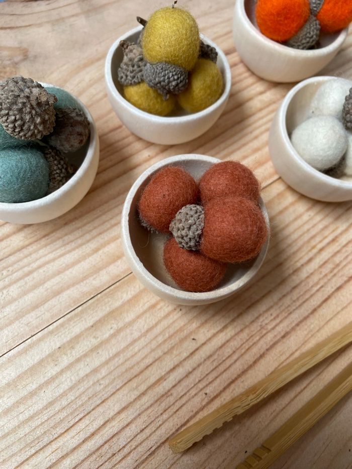 🌰 Jeu de tri couleur et sensoriel – Noisettes en feutrine méthode Montessori - photo numéro 5