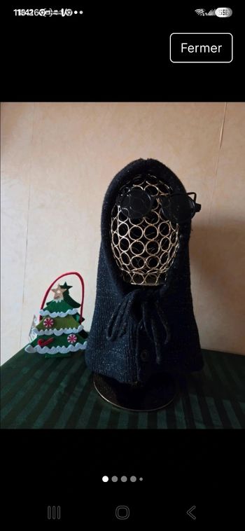 Cagoule chic noir et fils d or