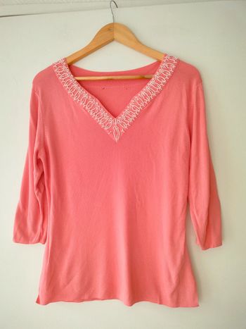 Haut vintage rose perles