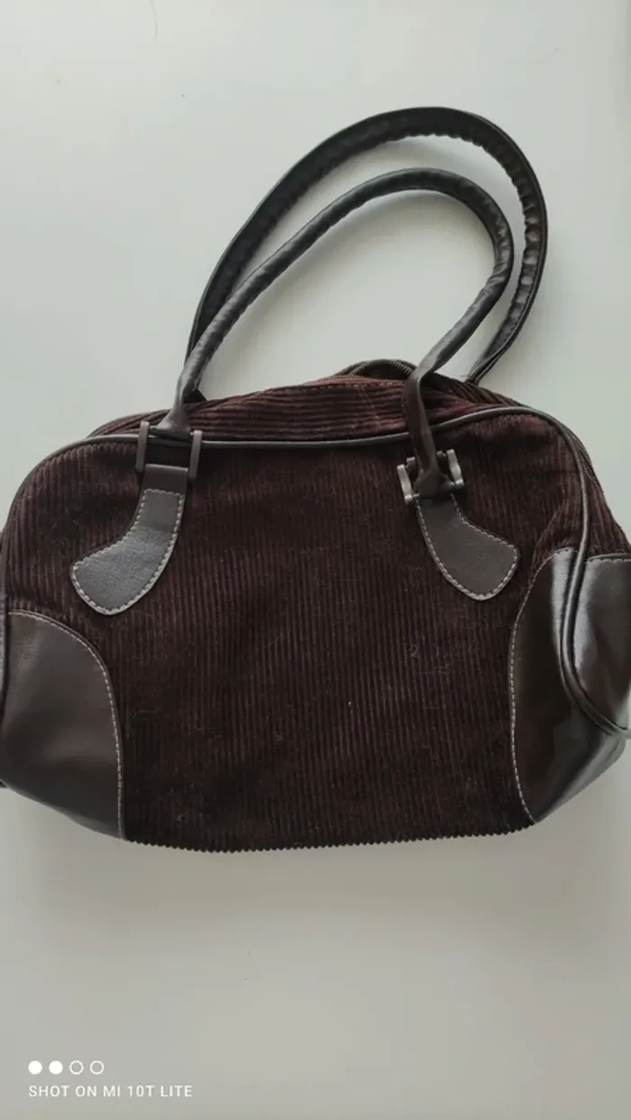 Petit sac velours marron vintage