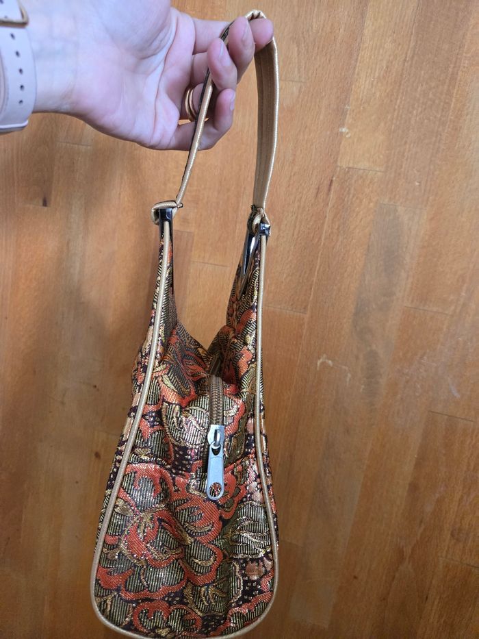 Sac à main aux broderies cuivrées orange - photo numéro 2
