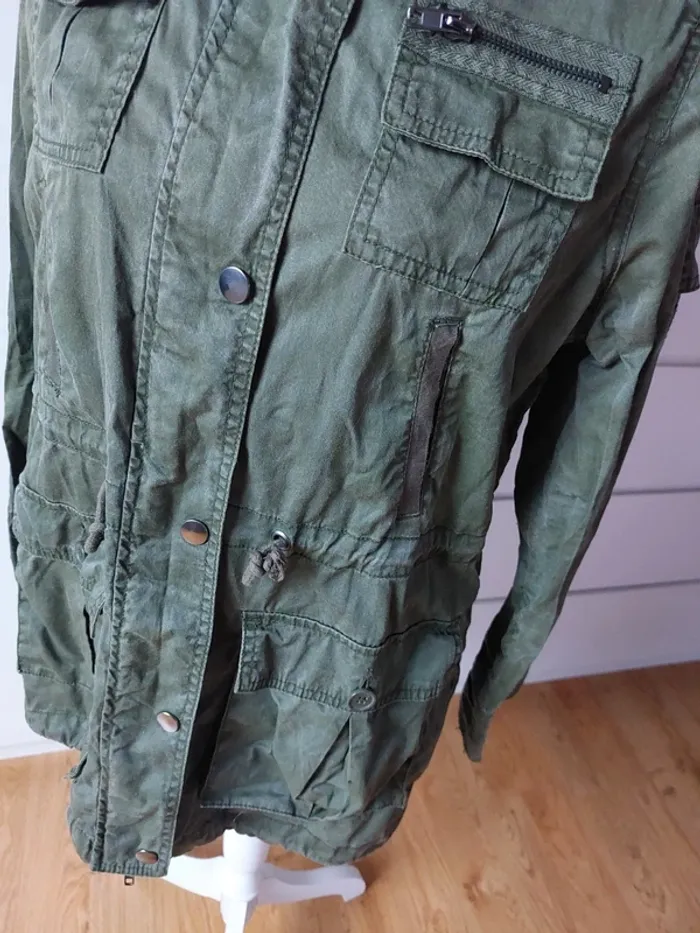 Parka non doublée kaki en coton - photo numéro 4