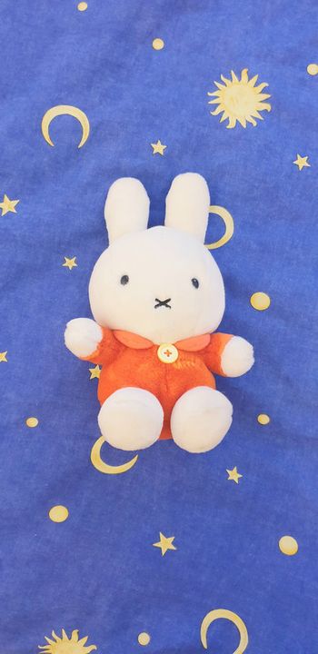 Peluche lapin orange et blanc